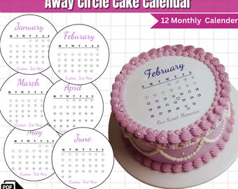 Modelo de Calendário para Topo de Bolo "Queime e Apague" 2026 | Topo de Calendário de Aniversário para Imprimir | Topo de Bolo Redondo Personalizado, Arquivo Editável no Canva
