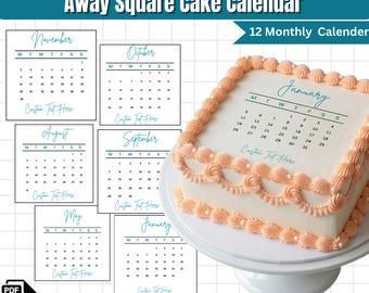 Modelo de Calendário para Topo de Bolo "Queime e Apague" 2026 | Topo de Calendário de Aniversário para Imprimir | Topo de Bolo Quadrado Personalizado, Arquivo Editável no Canva