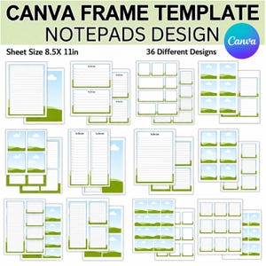 Printable Notepad Template Bundle | Editable Canva Notepad Templates | Lined Memo Pad Layout | Printable Writing Pad | DIY Notepad Template