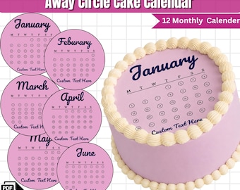 Modelo de Calendário para Topo de Bolo "Queime e Apague" 2026 | Topo de Calendário de Aniversário para Imprimir | Topo de Bolo Redondo Personalizado, Arquivo Editável no Canva