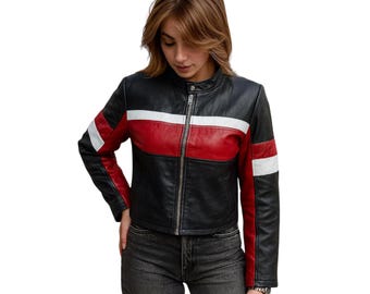 Cropped Real Leather Biker Jacket | Women's Moto Jacket