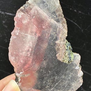 Raspberry Calcite Mineral Specimen, Translucent 50g Plate From India