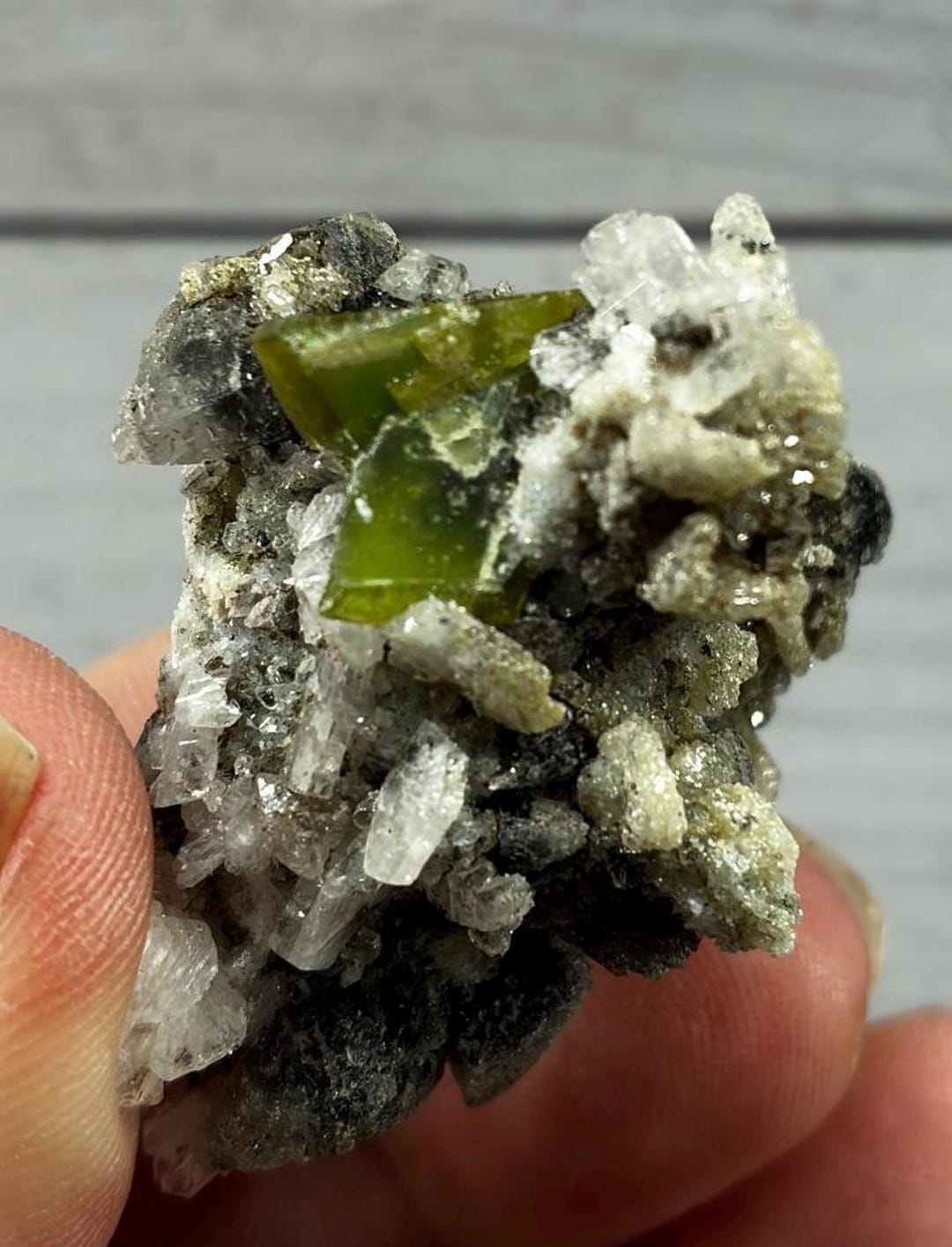 Green Titanite Sphene Crystal on Albite Matrix | Pakistan Collector ...