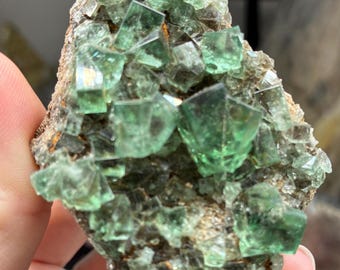 96G Green Fluorite Cluster, Cubic Specimen with UV Fluorescence, Diana Maria Mine England