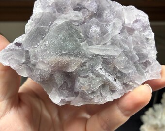 Fluorite Specimen, Purple Green Crystal, 270 g Natural Cleavage Display