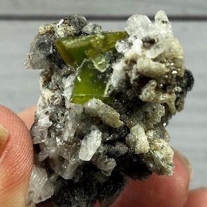 Sphene Crystal on Albite Matrix, Green Titanite Mineral Specimen from Pakistan
