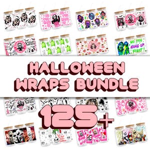 Paquete de 125 envoltorios de Halloween de 16 oz, lindos, mágicos, con forma de corazón, amor, película, rosa, PNG, diseño de envoltorio de vidrio Libbey / descarga digital instantánea