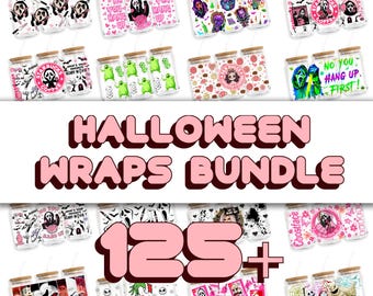 Halloween Bundle 125, 16oz Wraps, Cute, Magical, Heart, Love, Movie, Pink, PNG, Tumbler Libbey Glass Wrap Design | Instant Digital Download