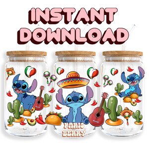 Blue Cinco De Mayo, 16oz Wraps, Cartoon, Characters, Christmas, Halloween, PNG, Tumbler Libbey Glass Wrap Design | Instant Digital Download