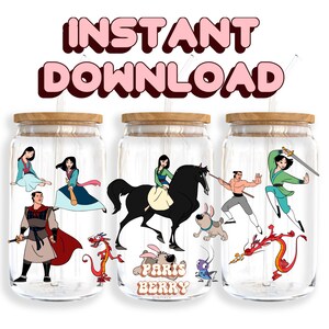 Cute Asian Princess, 16oz Wraps, Cartoon, Characters, Christmas, Halloween, PNG, Tumbler Libbey Glass Wrap Design | Instant Digital Download