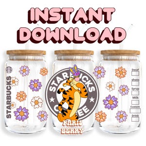 Bouncy Honey Bear, confezioni da 16 once, cartoni animati, personaggi, Natale, Halloween, PNG, design per confezioni di bicchieri Libbey / download digitale istantaneo