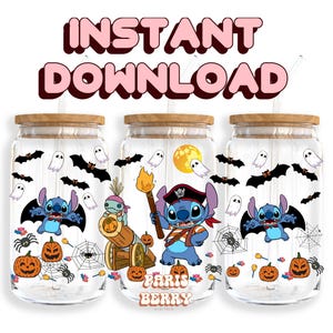 Cute Blue Pirate, 16oz Wraps, Cartoon, Characters, Christmas, Halloween, PNG, Tumbler Libbey Glass Wrap Design | Instant Digital Download