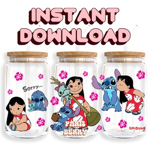 Cute Blue & Friends, 16oz Wraps, Characters, Cartoon, Christmas, Halloween, PNG, Tumbler Libbey Glass Wrap Design | Instant Digital Download