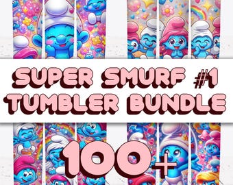 Super Smurf #1 100 Bundle, 20oz Tumbler Wraps, Cute, Magic, Halloween, Movie, Pink, PNG, Libbey Glass Wrap Design | Instant Digital Download