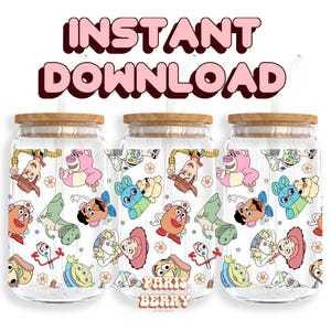 Toys & Friends, 16oz Wraps, Cartoon, Characters, Christmas, Halloween, PNG, Tumbler Libbey Glass Wrap Design | Instant Digital Download