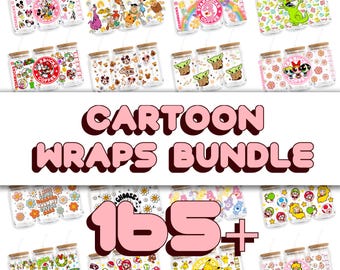 Cartoon Bundle 165, 16oz Wrap, Cute, Magical, Halloween, Love, Movie, Pink, PNG, Tumbler Libbey Glass Wrap Design | Instant Digital Download