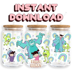 Cute Boo Monsters, 16oz Wraps, Characters, Cartoon, Christmas, Halloween, PNG, Tumbler Libbey Glass Wrap Design | Instant Digital Download