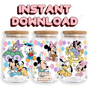 Baby Mouse & Friends, 16oz Wrap, Cartoon, Characters, Christmas, Halloween, PNG, Tumbler Libbey Glass Wrap Design | Instant Digital Download