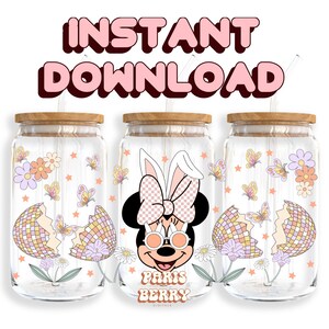 Cute Easter Mouse, 16oz Wraps, Cartoon, Characters, Christmas, Halloween, PNG, Tumbler Libbey Glass Wrap Design | Instant Digital Download