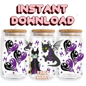 Dragon Villain Princess, 16oz Wraps, Cartoon, Characters, Christmas, Halloween, Tumbler Libbey Glass Wrap Design | Instant Digital Download