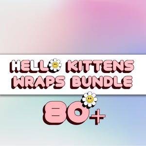 Hello Kitten Bundle 80, 16oz Wrap, Cute, Magical, Heart, Love, Movie, Pink, PNG, Tumbler Libbey Glass Wrap Design | Instant Digital Download