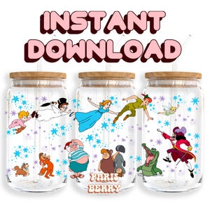 Lost Boys & Friends, 16 Unzen Wraps, Cartoon, Charaktere, Weihnachten, Halloween, PNG, Tumbler Libbey Glass Wrap Design | Sofortiger digitaler Download