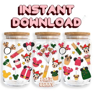 Christmas Mouse Snacks, 16oz Wrap, Cartoon, Character, Friends, Halloween, PNG, Tumbler Libbey Glass Wrap Design | Instant Digital Download