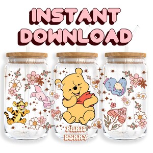 Baby Honey Bear, confezioni da 16 once, cartoni animati, personaggi, Natale, Halloween, PNG, design per bicchieri Libbey Tumbler / download digitale istantaneo