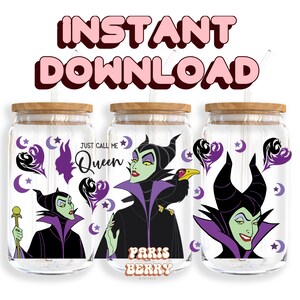Villain Princess, involucri da 16 once, cartoni animati, personaggi, Natale, Halloween, PNG, design per involucri in vetro Libbey Tumbler / download digitale istantaneo