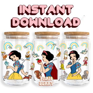 Cute Snow Princess, 16oz Wraps, Cartoon, Characters, Christmas, Halloween, PNG, Tumbler Libbey Glass Wrap Design | Instant Digital Download