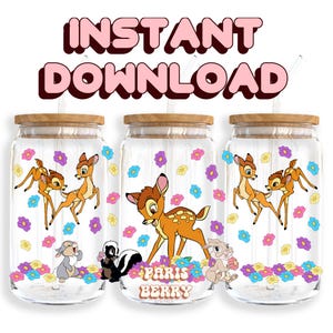 Niedliches Spring Deer, 16 Unzen Wraps, Charaktere, Cartoon, Weihnachten, Halloween, PNG, Tumbler Libbey Glass Wrap Design | Sofortiger digitaler Download