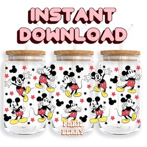 Carino topo classico, involucri da 16 once, cartoni animati, personaggi, Natale, Halloween, PNG, design per involucri in vetro Libbey Tumbler / download digitale istantaneo
