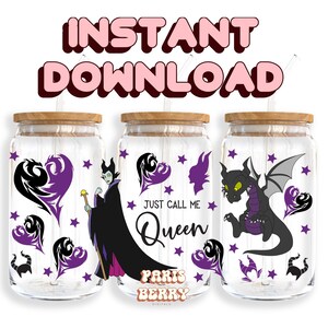 Villain Dragon Princess, 16oz Wraps, Cartoon, Characters, Christmas, Halloween, Tumbler Libbey Glass Wrap Design | Instant Digital Download
