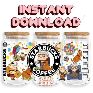 Cute Up House Coffee, 16oz Wraps, Cartoon, Character, Christmas, Halloween, PNG, Tumbler Libbey Glass Wrap Design | Instant Digital Download