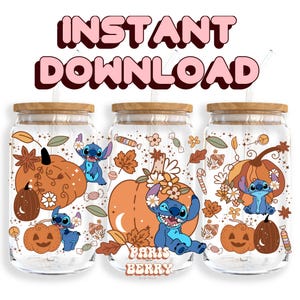Cute Blue Pumpkin, 16oz Wraps, Cartoon, Characters, Christmas, Halloween, PNG, Tumbler Libbey Glass Wrap Design | Instant Digital Download