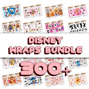 Paquete de 300 envoltorios de 16 oz, lindos, mágicos, Halloween, corazón, amor, película, rosa, PNG, diseño de envoltorio de vidrio Libbey / descarga digital instantánea