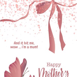 Wow, je suis une maman, première carte imprimable pour la fête des mères, cadeau pour une nouvelle maman, téléchargement immédiat, art papillon rose poudré, souvenir numérique de la fête des mères