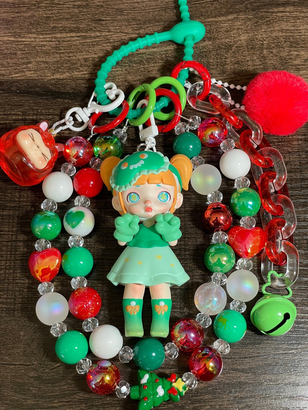 Handmade Laura Doll Keychain: Christmas Bag Charm, Rearview Mirror ...