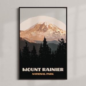 Parc national du Mont Rainier - Poster vintage de voyage - TÉLÉCHARGEMENT IMMÉDIAT - Washington - Nord-Ouest du Pacifique - Art numérique rétro