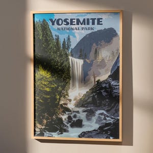 Parc national de Yosemite - affiche de voyage vintage - parcs nationaux américains - Caïfornie - impression d'art mural rétro