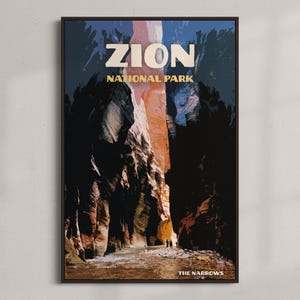 Zion Nationalpark - Reise-Weinlese-Plakate - INSTANT DOWNLOAD - Amerikanische Nationalparks - The Nals Utah - Digital Retro Art