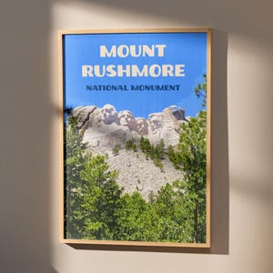 Mont Rushmore - Poster vintage de voyage - TÉLÉCHARGEMENT IMMÉDIAT - Monuments américains - Dakota du Sud - Présidents - Art numérique rétro