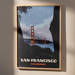 San Francisco, California - Poster di viaggio vintage - Città americane - Costa occidentale - Stampa artistica da parete retrò