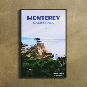 Monterey - Travel Vintage Poster - INSTANT DOWNLOAD - American Landmarks - 17 Mile Drive - California Lone Cypress- Digital Retro Art