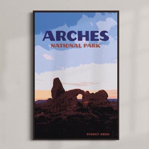 Parque Nacional Arches - Póster de viaje vintage - DESCARGA INSTANTÁNEA - Parques nacionales de Estados Unidos - Utah - Arte retro digital