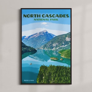 North Cascades National Park - Reise-Weinlese-Plakat - SOFORTIGER DOWNLOAD - Washington - Pazifischer Nordwesten - Digital Retro Art