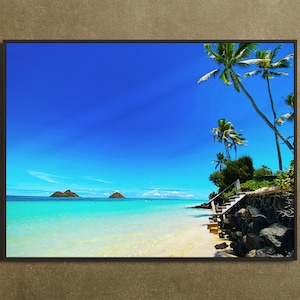 Lanikai Beach Hawaii - Landscape Photography - Kailua, Oahu - Tropical Island - Wall Art - INSTANT DOWNLOAD - Poster Printable