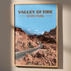 Valley of Fire - affiche de voyage vintage - parcs d'État américains - Nevada - impression d'art mural rétro