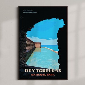 Dry Tortugas National Park - Travel Vintage Poster - INSTANT DOWNLOAD - American Landmarks National Parks - Florida Keys - Digital Retro Art