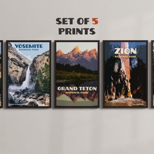 Nationalparks (Western) - 5er-Set - Vintage Reiseposter - SOFORTIGER DOWNLOAD - Kultige Westküste der USA Wahrzeichen - Digital Retro Art